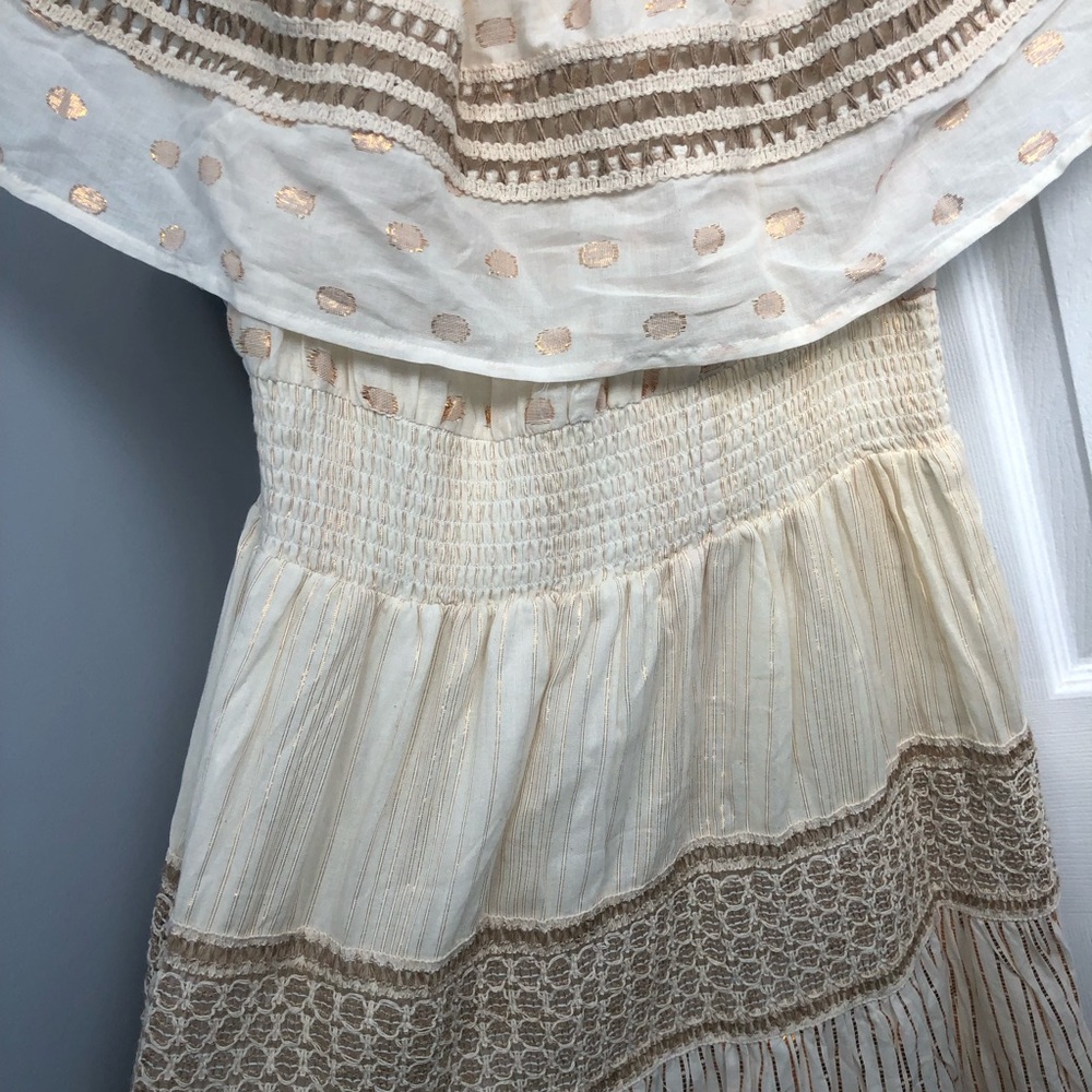 Dress Nado NWT Lined Medium dress Cream Brown Maxi Dress Boho Cotton - Picture 6 of 16
